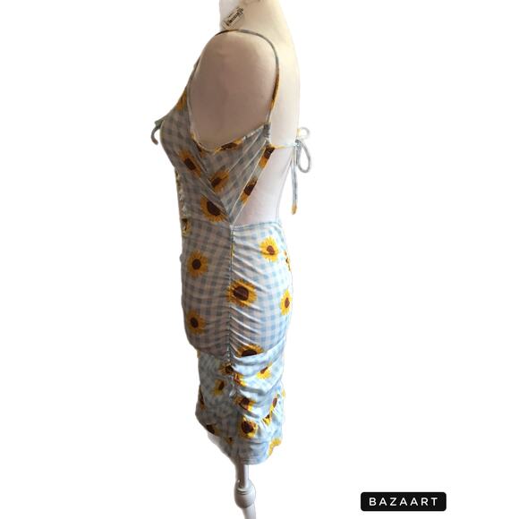 NWT Derek Heart ‎ Women's  New Small Floral Check Open Bodycon Dress - Picture 5 of 9